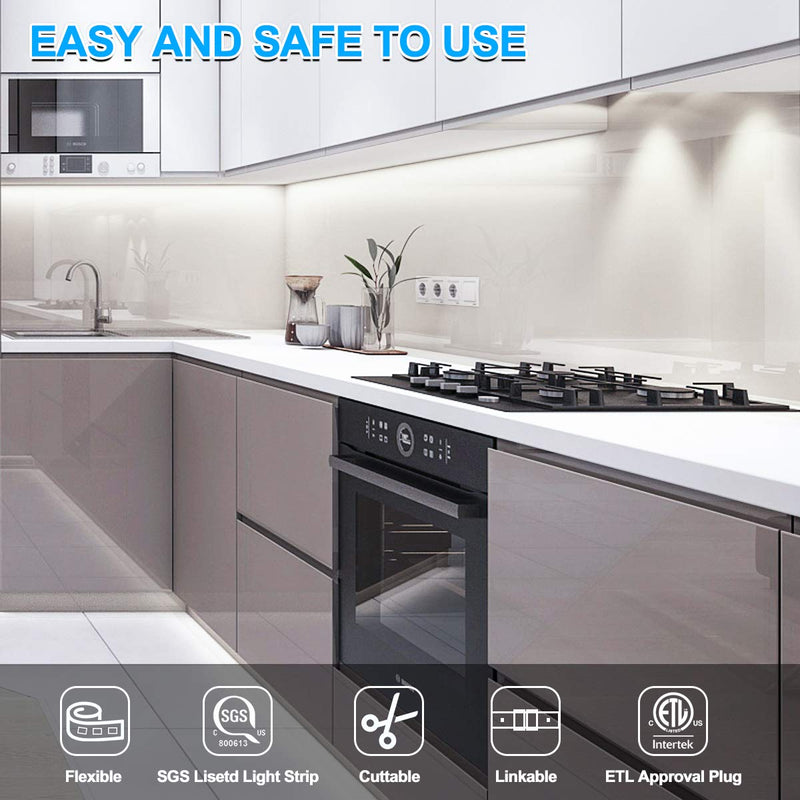 [AUSTRALIA] - MY BEAUTY LIGHT Motion Activated LED Strip Lights, 16.4ft LED Light Strip with Day or Night 2 Lighting Modes, 3 Timing Off Modes, Bright White 12v Plug-in LED Rope Lights for Under Cabinet, Kitchen 