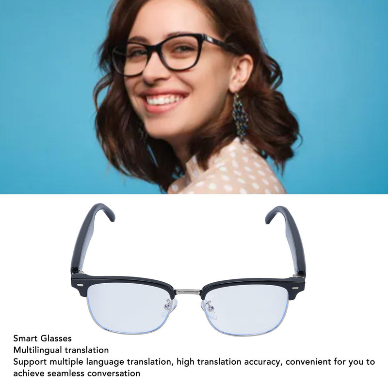 AI Smart Glasses, Real Time Video Translation, Built in Mic & Speaker, Anti Blue Light Languages Translation Glasses Support Music Calling