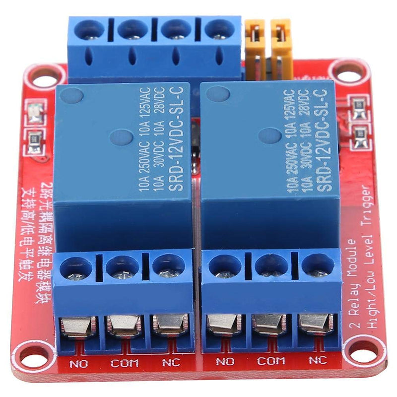 Relay 12 V 2 Change, 12 V Relay Module Board with Optocoupler, Relay Module 12 V 2 Channel, 2 Channel Relay Module 12 V, High and Low Level Trigger for Controlling Sps Automation Devices (12 V)
