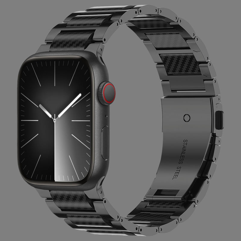 iiteeology Carbon Band Compatible with Apple Watch 49/46/45/44/42mm 42 Series 11/41/40/38mm, Women Men Light Genuine Carbon Fiber Band for iWatch Ultra 3/2/Series 11-1 Black 49mm/46mm/45mm/44mm/42mm-Series 3 2 1
