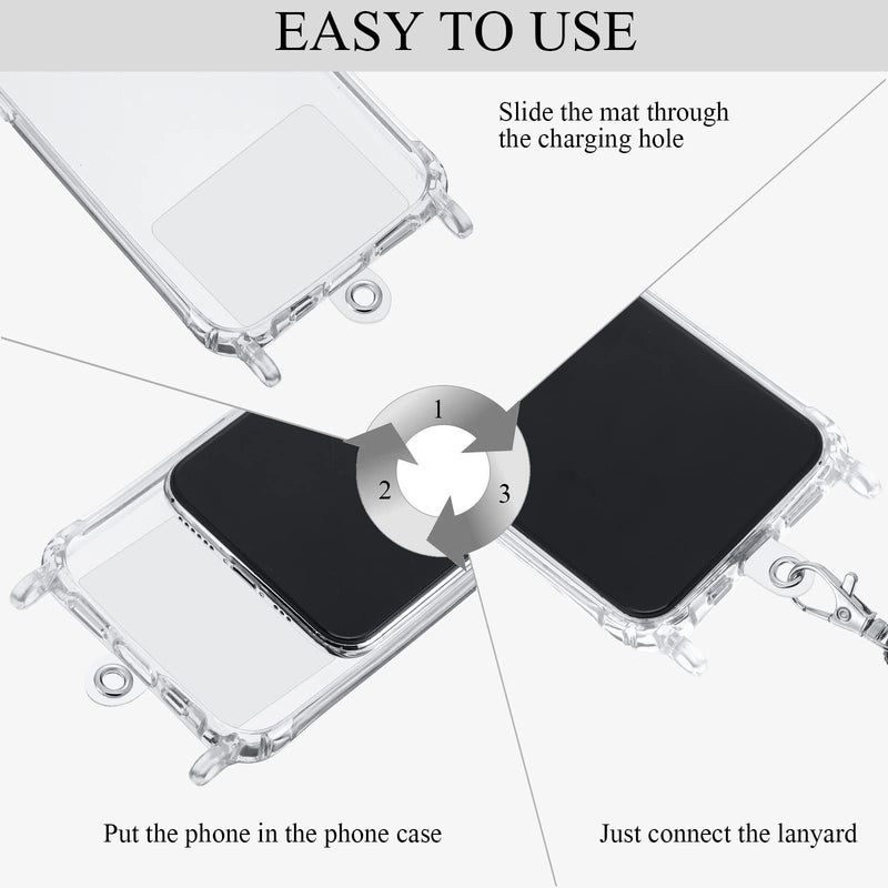 8 Pcs Phone Lanyard Patch Universal Phone Tether Plastic Phone Tether Tab with Metal Ring Compatible Cellphone Pad Transparent