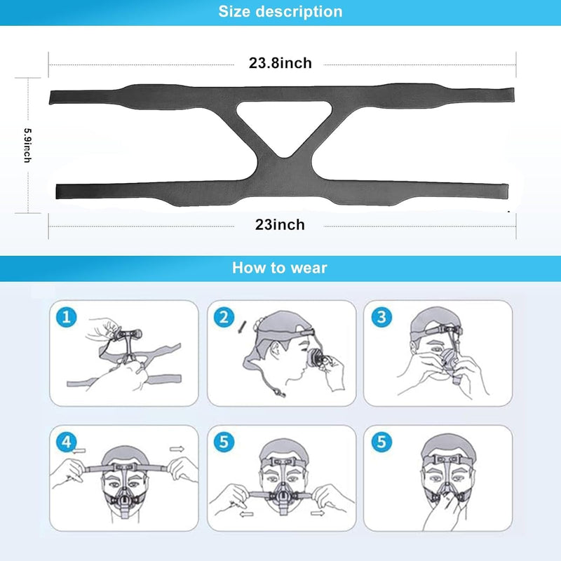 CPAP Headgear, CPAP Mask Strap, for Resmed & Respironics Headgear Strap, Universal CPAP Strap Ultralight Soft and Breathable (Gray) Gray
