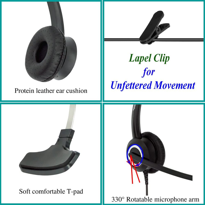 Cisco Phone Headset Mic Noise Cancelling U10 Cable RJ9 & 3.5mm Adapter Compatible with Cisco IP Phones 6861 7942g 7965g 8841 8851 8861 8945 8961 Series Model Monaural headset + U10 / 3.5 mm Jack