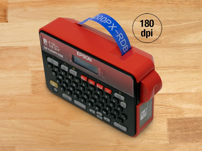 [AUSTRALIA] - LABELWORKS Epson LW-K200PX-RDB Portable QWERTY Keyboard Label Maker for Home & Hobbies – Craft, Organize, and Personalize - Red Black Printer 