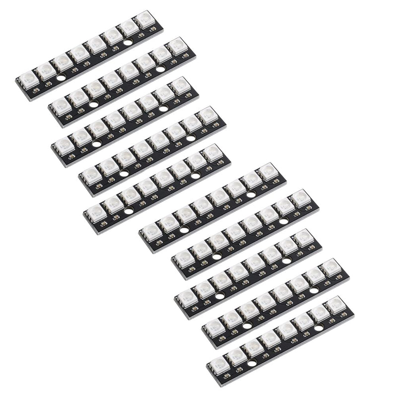 10PCS WS2812 RGB LED Stick Ring 8 X 5050 WS2812B 8 Bits Individual addressable LED Lamp Light with Integrated Drivers for Arduino Raspberry Pi Mirco:bit ESP32 for Decorative Lighting