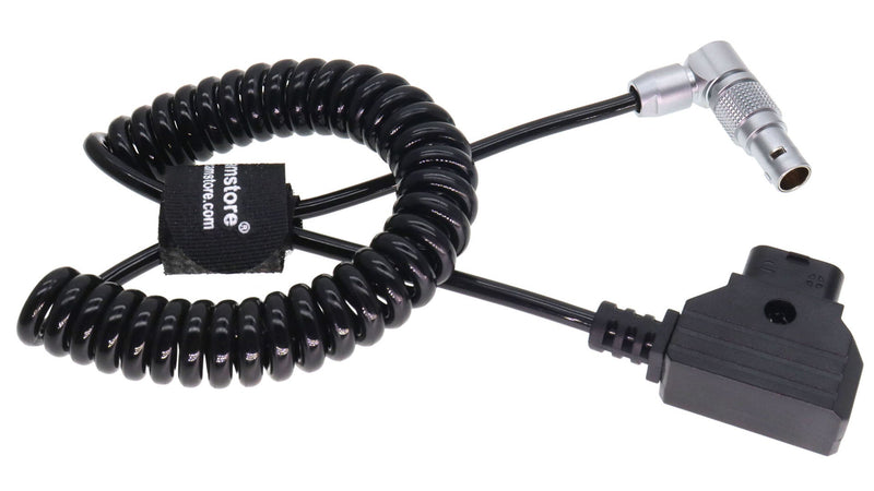 Teradek SmallHD ARRI RED Flexible Coiled Power Cable D-tap to Rotatable 0B 2-Pin Male Right Angle, Gold Mount V-Mount Dtap to Teradek Bolt, Z CAM Rotatable 2 pin, coiled cable