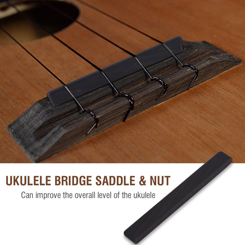 VGEBY Ukulele Bridge Saddle, Guitar String Ebony Saddle and Nut for 4 String Guitar Replacement Parts Played Accessories