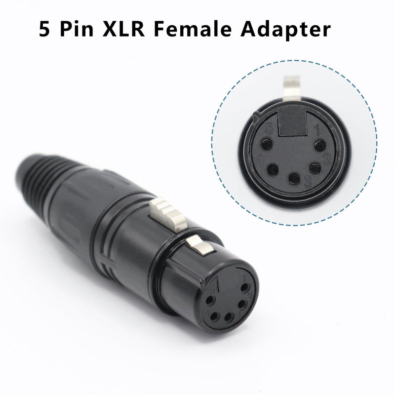 5-Pin XLR Cable Connector XLR 5 Pin Female Plug Connector Mic Cable Plug Connector Audio Adapter for Microphone, Black,5 PCS
