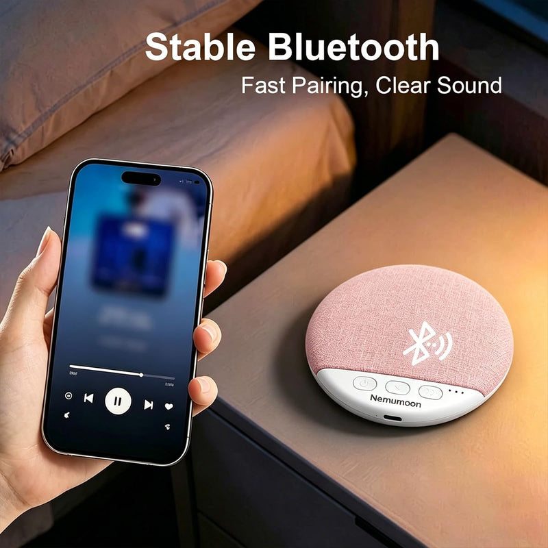 Mini Pillow Speaker for Sleeping, Ultra-Thin Bluetooth Speaker Under Pillow Speaker with White Noise Sound Machine Headphone-Free Sleep Speaker for Adult for Gift-Pink