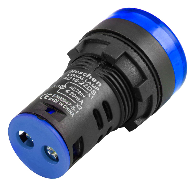 Heschen 22mm LED Indicator Light AD16-22D/S 220VAC 20mA Blue Light Color (Pack of 5)