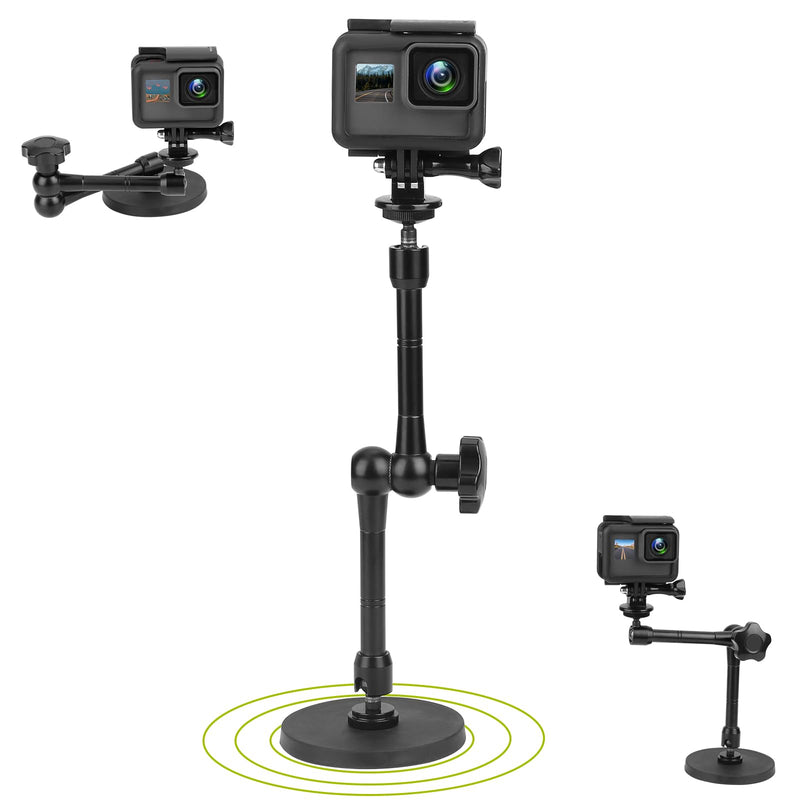 [AUSTRALIA] - Mippko Magnetic Camera Mount for GoPro Hero/Insta 360 / DJI OSMO/AKASO Action Camera,3.46 inch Diam Magnetic Rubber Coating Base,10 inch Length Adjustable Aluminum Alloy Arm 