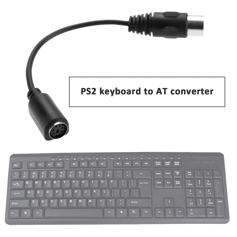 [AUSTRALIA] - 2Pcs Black PS2 Keyboard to at Convertor 5 Pin DIN Male to 6 Pin Mini DIN Female PS2 Keyboard Adapter for Computer PC Keyboard Mouse Converter 
