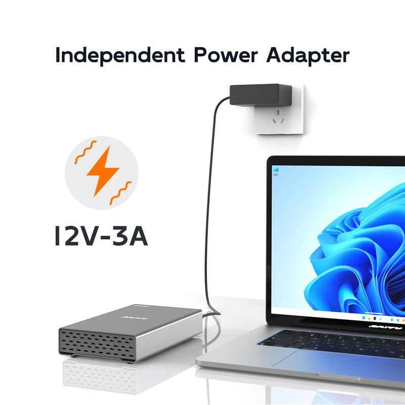 M.2 NVMe SSD & 3.5 Inch SATA HDD Enclosure, Clone NVMe to SATA, 10Gbps USB3.2 Gen2x1 Type-C Hard Drive Docking Station Reader 38TB Capacity 12V 3A Power