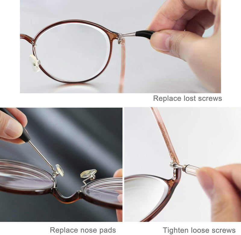 bayite Eyeglass Repair Kit Sunglass Glasses Repair Kit with Screws Assorted Tweezers Screwdriver Nuts Stainless Steel Screws Tool for Watch 1000Pcs