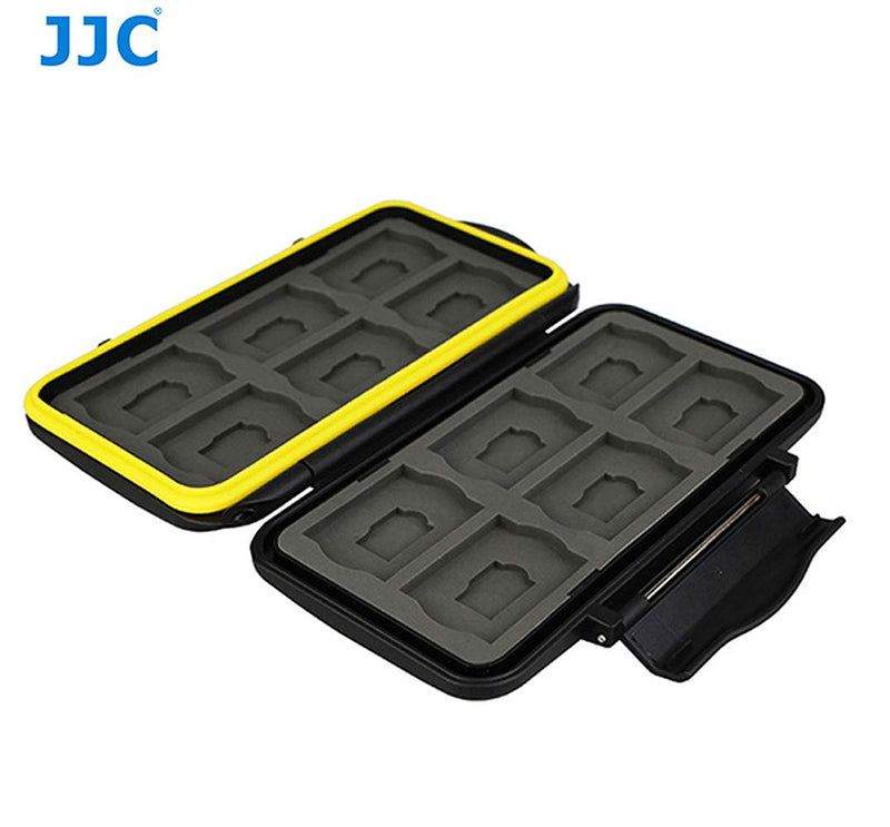JJC MC-SDMSD24 Ruggard SD Card Case, Micro SD Card Case, Water-Resistant Case for SD Micro SD Cards, Rubber Sealed Ergonomic Locking Easy Carrying Memory Card Case Fits 12 SD 12 Micro SD Cards Black SD Card + Micro SD Card