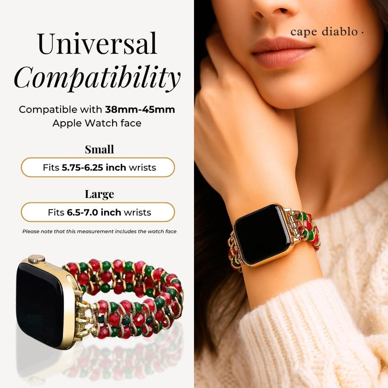 Christmas Magic Smart Watch Band Compatible with Apple Watch Band 44mm 40mm 38mm 41mm 45mm 49mm 42mm Women, Strap for iWatch Bands Series SE 9 8 7 6 5 4 3 2 1 Small - Fits 5.75-6.25 inch wrists Christmas Charm Gold