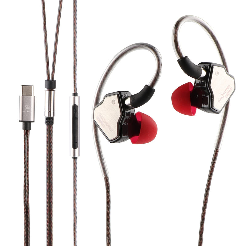 Linsoul 7Hz Salnotes Zero in-Ear Earphone(Black, with Mic, Type C) + Tripowin Zonie Cable(2pin-0.78mm, 3.5mm, Grey)