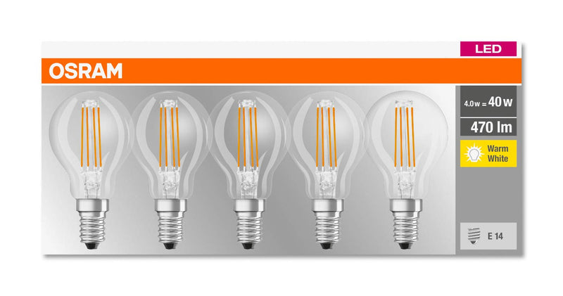 Osram LED light bulb 2700k Warm White 5 Pack 40W Tear Drop