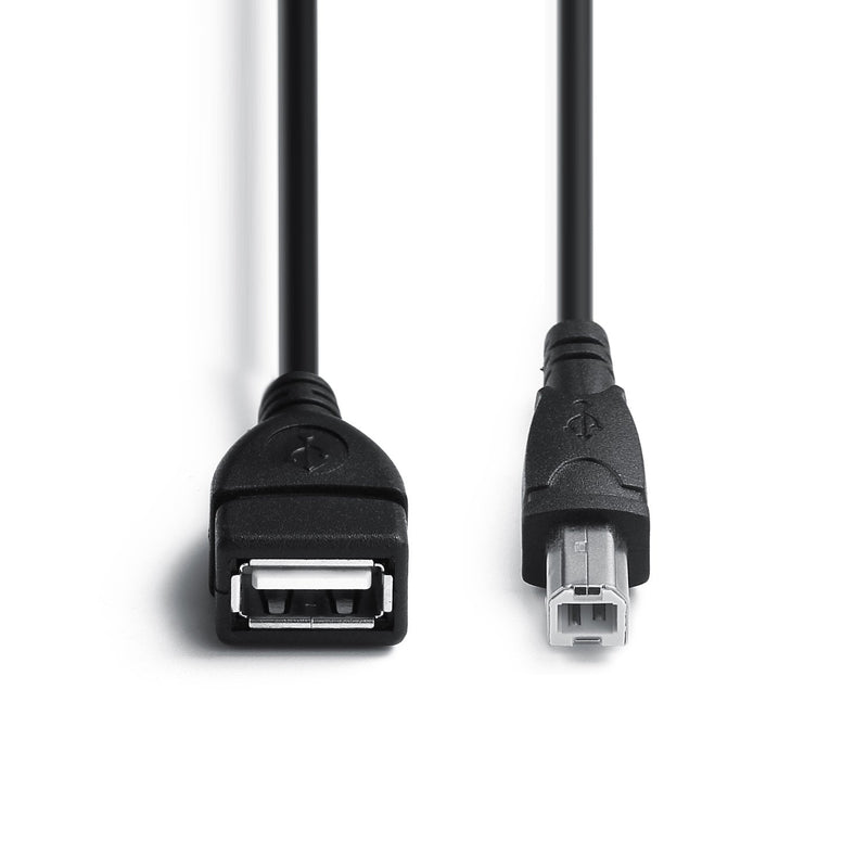 2 Pack USB 2.0 Cable A Female to USB B Male Cable for Printer Extender Connection Cables USB_A/F-USB_B/M Adapter (USB_A-USB_B Cables Black)