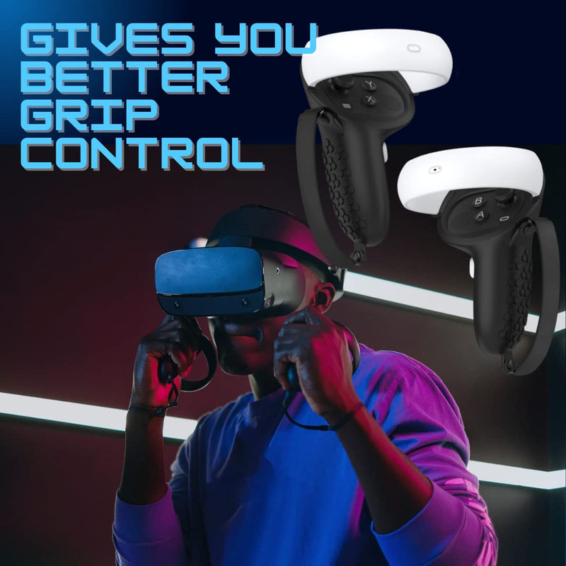Controller Grip for Oculus Meta Quest 2 Accessories Grips Cover for VR Touch Controllers Covers Protector with Non-Slip Joystick Covers 1Pair Black