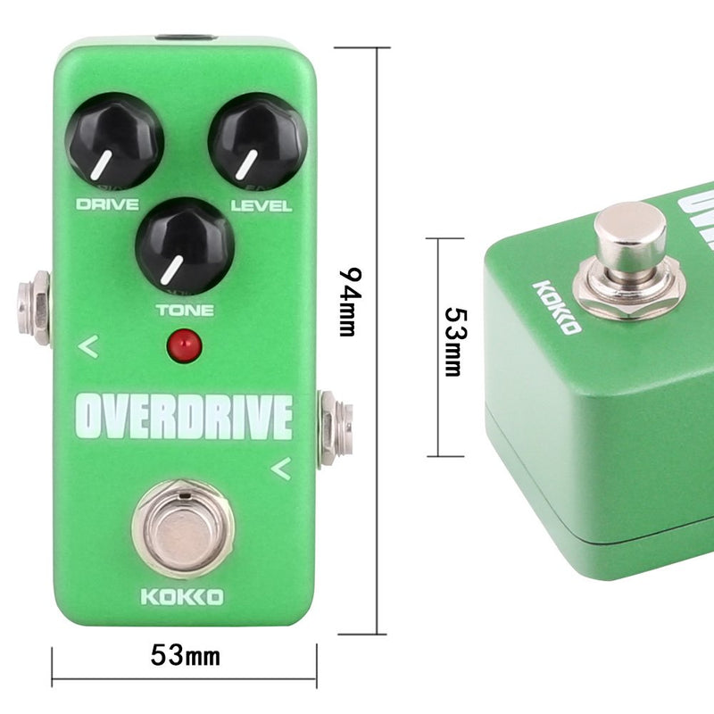 Guitar Mini Effects Pedal Over Drive - Warm and Natural Tube Overdrive Effect Sound Processor Portable Accessory for Guitar and Bass, Exclude Power Adapter Green - FOD3