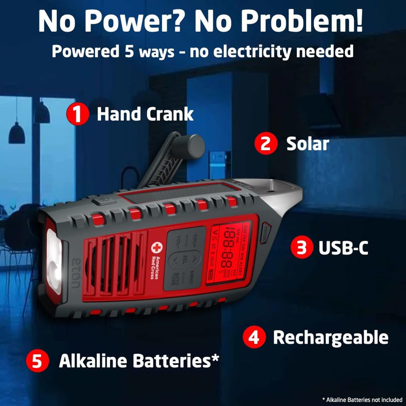 Eton Odyssey Multi-Powered All-Band Bluetooth Emergency Radio with RDS, Red