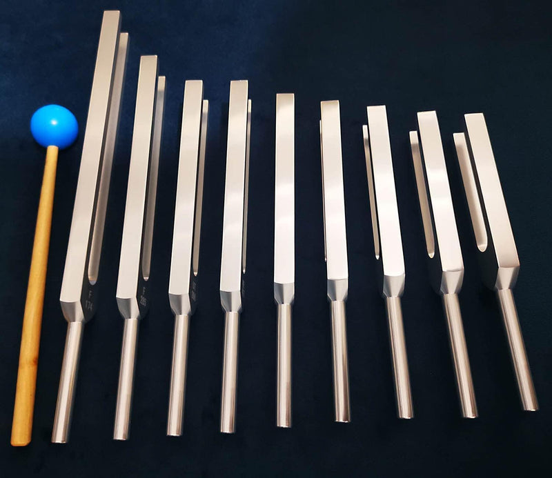 [AUSTRALIA] - Tuning Fork Set 10 Pcs with All Healing Solfeggio Frequency (285 Hz, 396 Hz, 417 Hz, 528 Hz, 639 Hz, 741 Hz, 852 Hz, and 963 Hz) 