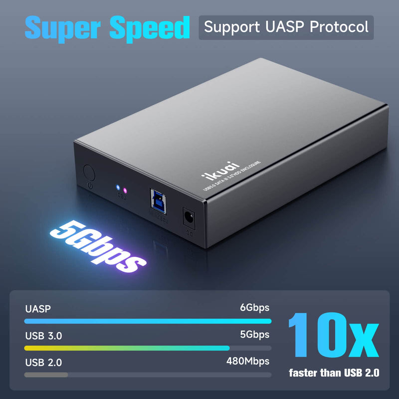 USB 3.0 to SATA Hard Drive Dock + Dual Bay HDD Docking Station, UASP Supported