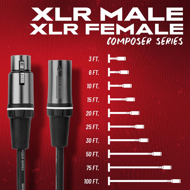 By Gator Cases Composer Series Deluxe 30 Foot XLR Microphone Cable, (GCWC-XLR-30) 30 Feet