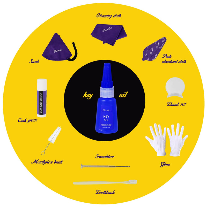 [AUSTRALIA] - Clarinet Cleaning Kit, Clarinet and Saxophone Care Kit, Key Oil, Cork Grease, Cotton Swabs, Cleaning Cloth, Thumb Rest, Mouthpiece Brush, Screwdriver... 