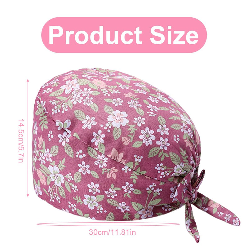 ZAMXHUG 2pcs Surgical Cap Adjustable with Button Work Cap Cotton Print Nurses Cap Unisex Dust Cap for Doctors, Nurses a
