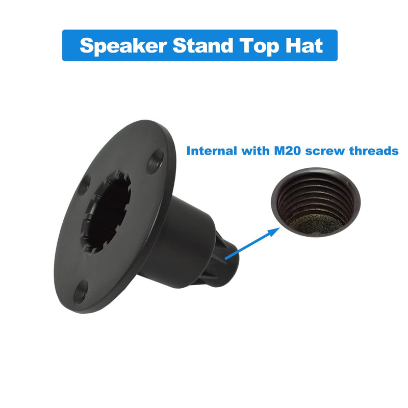 Speaker Mount Adapter with M20 Threading,4.02"x3",Metal Speaker Stand Top Hat with M20 Threading, 102X75mm (2 Packs Black) 102X75+M20