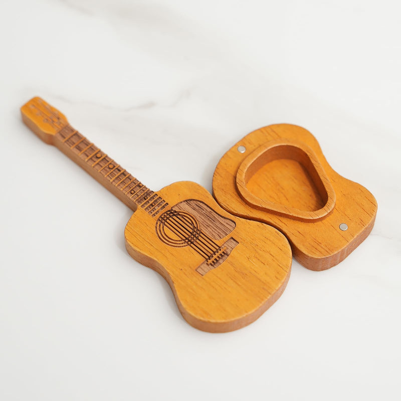 Wooden Guitar Pick Box Unique Guitar Picks Guitar Pick Holder Box Musician Engraved Wooden Plectrum Case