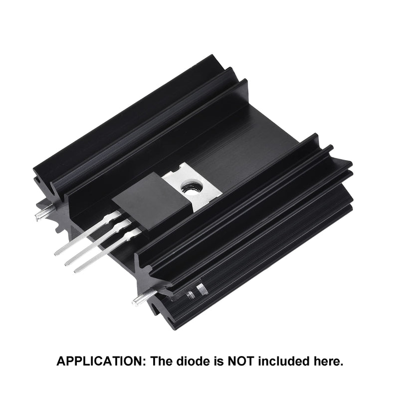 sourcing map 6pcs 34mm x 25mm x 12mm TO-220 Aluminum Heat Sink for Cooling Transistor Diodes with 2 Support Pins Black