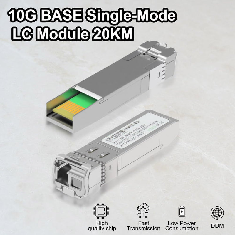 10G SFP Bi-Directional Singlemode Transceiver Pack of 2 | SMF LC 20km 1270nm/1330nm with Digital Diagnostic Monitoring for D-Link, Mikrotik, TP-Link and More, 10G-SMSF-20KM