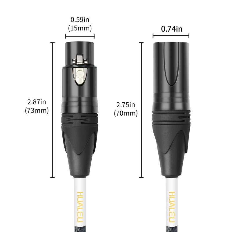 XLR Male to Female 25ft Microphone Cable Oxygen-Free Copper (OFC) XLR Male to Female Cord 3-pin Balanced Microphone Speaker Cable-2 Pack 25Feet