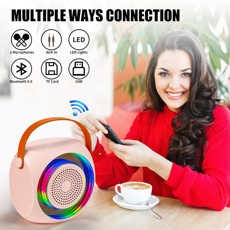 [AUSTRALIA] - Karaoke Machine for Kids,Portable Karaoke Machine with 2 Wireless Microphone with RGB Led Lights Singing Machine Karaoke Speakers Bluetooth with Microphone for Adults,Gifts for Girls and Boys Birthday 