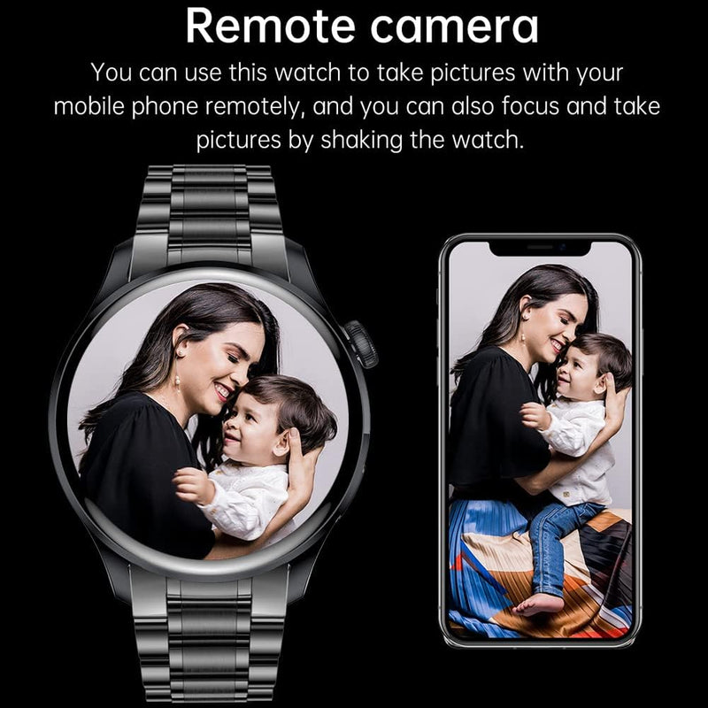 LAKEYLOYI Smart Watches Men Women, Bluetooth Calls, Heart Rate Sleep Monitor,IP67 Waterproof Fitness Tracker, Black Stainless Steel Watches for Android & iOS A-Black