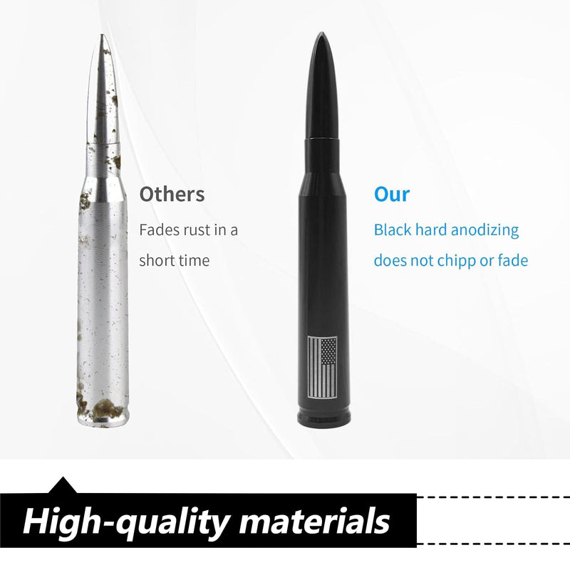 1 PC Car Bullet Antenna, Retractable Antenna Replacement, Enhanced Signal Receiver, Antenna with Screw Spacer, Compatible with Ford F150 Wrangler Jeep Chevrolet (Black) Medium Black