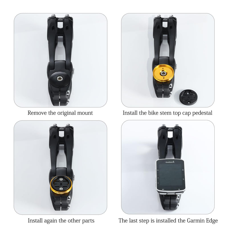 Bike Stem Top Cap Computer Mount Bicycle Stem Headset Mount for Garmin Edge Black