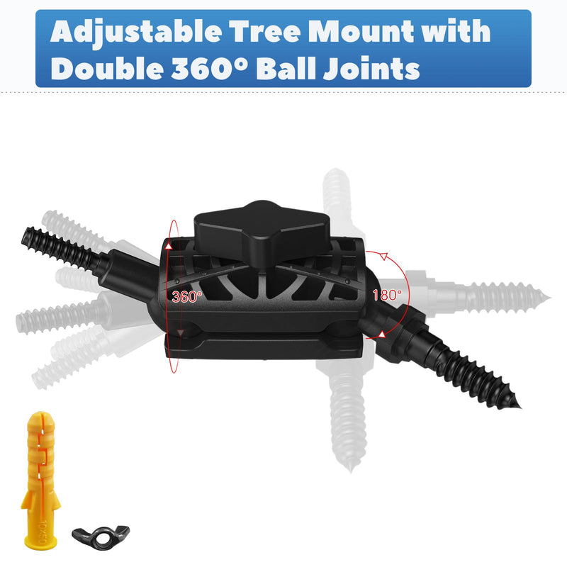 Adjustable Trail Camera Tree Mount: Game Camera Outdoor Mounting Bracket Holder with Double 360° Swivel Tilt Ball Joints, 1 Pack