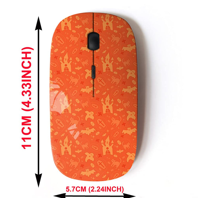 2.4G Wireless Mouse with Cute Pattern Design for All Laptops and Desktops with Nano Receiver - Halloween Orange