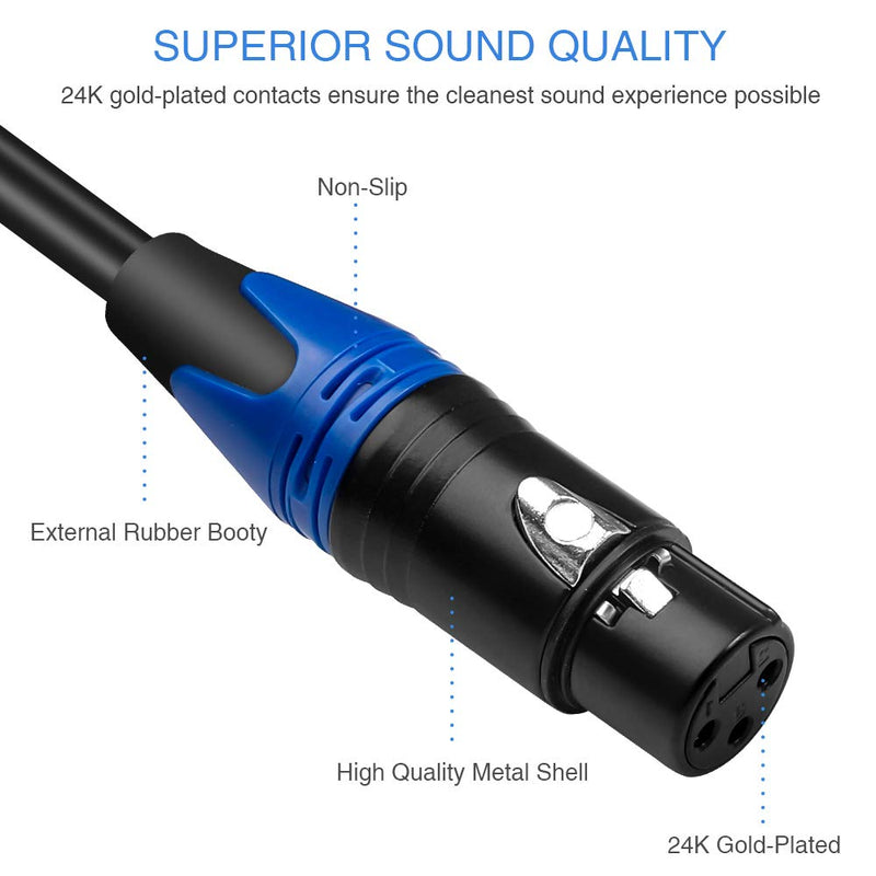 Disino Dual Female XLR to Dual RCA Cable, Heavy Duty 2-XLR Female to 2 RCA/Phone Plug Male HiFi Stereo Audio Connection Microphone Cable Interconnect Lead Wire - 10 Feet /3 Meters