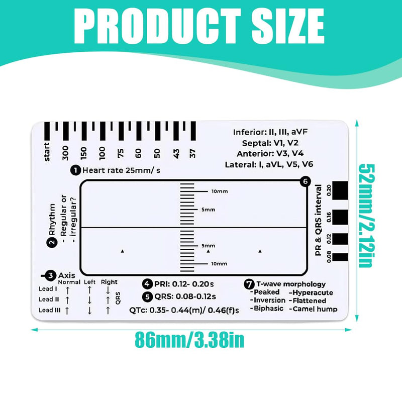 [AUSTRALIA] - HQRKOTM ECG 7 Level Ruler Card for ECG/ECG Interpretation, Portable Bag, Plastic, 85.6 mm x 53.98 mm, Medical Instrument, Simple Plastic Construction, ECG 7 Step Ruler, Pack of 2, a 