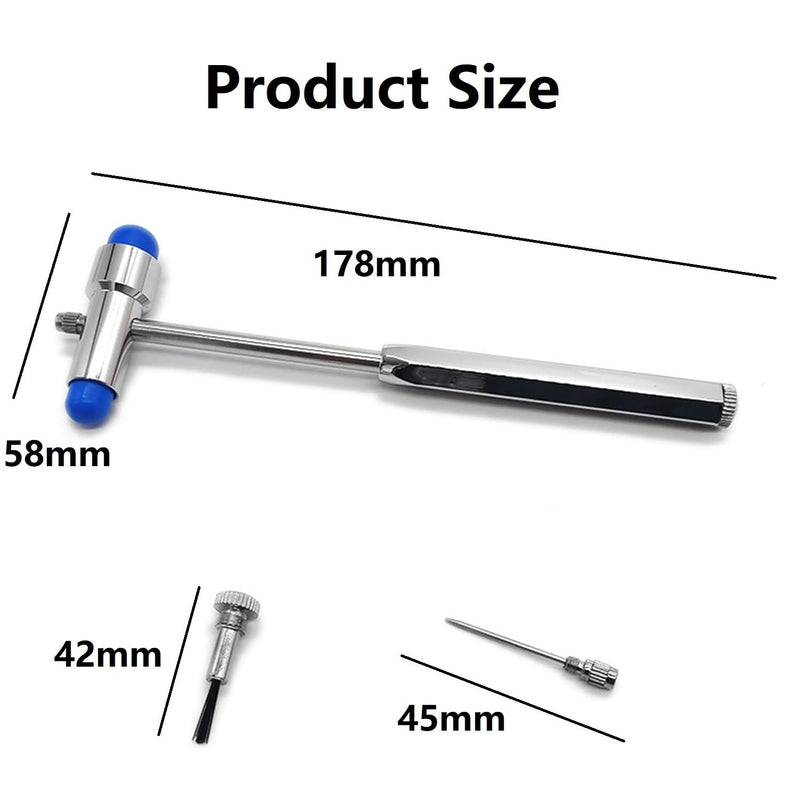 Neurological Reflex Hammer, Medical Neurological Hammer, Neuro Reflex Hammer with Double Plastic Head, Blue Medical Reflex Hammer for Skin Reflexes and Surface Reactions Examinations