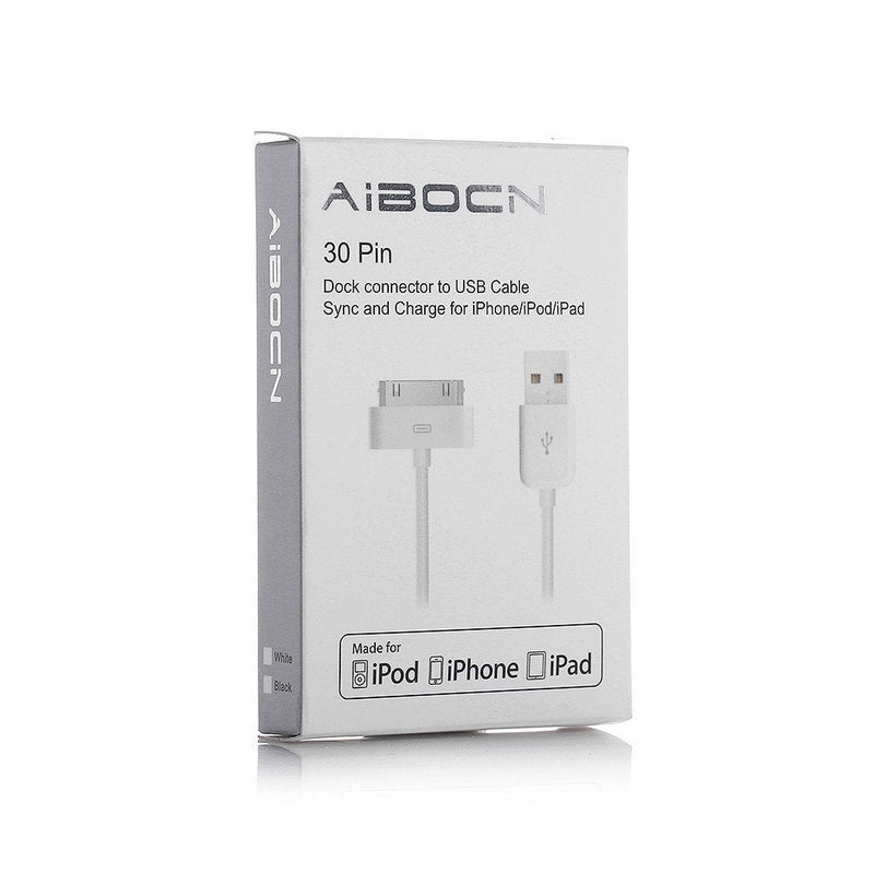 [AUSTRALIA] - Aibocn MFi Certified 30 Pin Sync and Charge Dock Cable for iPhone 4 4S / iPad 1 2 3 / iPod Nano/iPod Touch - White 4 FT Old Packaging 