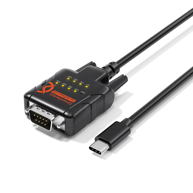 SerialGuardX FTDI USB-C to RS232 DB9 Serial Adapter 9-LED Diagnostic,2-Pack | Full-Pin RS232 Signal Support for Hardware Testing & Diagnostics in Industrial Control & Legacy Device Environments 2-Pack/SerialGuardX