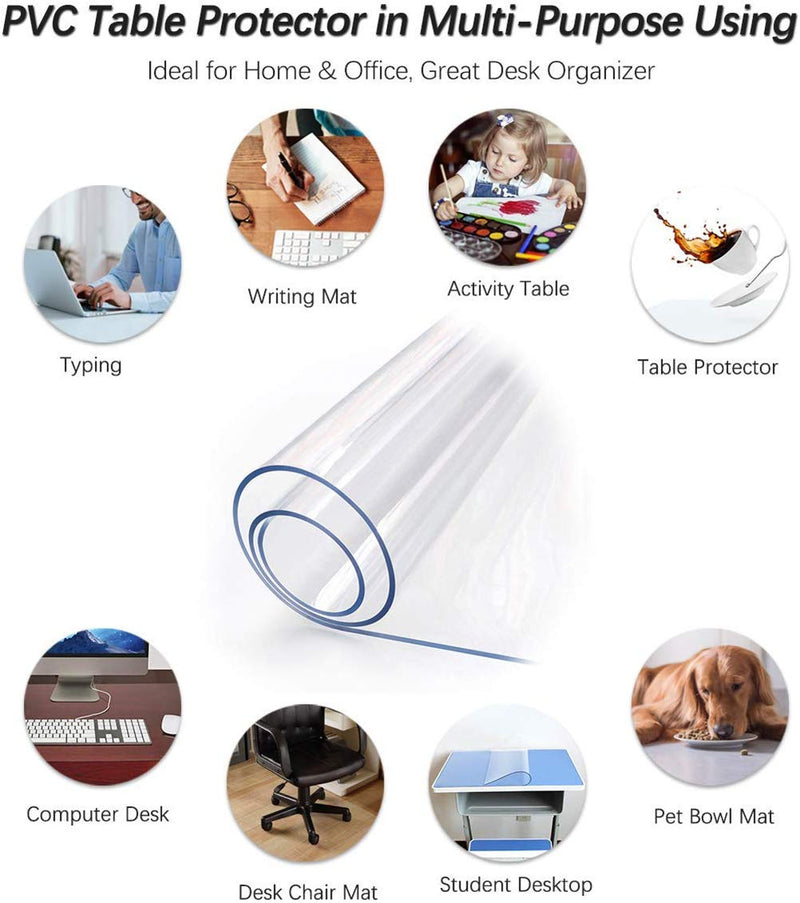 Clear Desk Pad Blotter 16 X 32 Inch Office Desk Mats Table Protector on Top of Desks for Laptop Computer Keyboard Transparent Desktop Cover Vinyl PVC Desk Writing Mat with Mouse Pad Waterproof Plastic 16X32 Inch Clear
