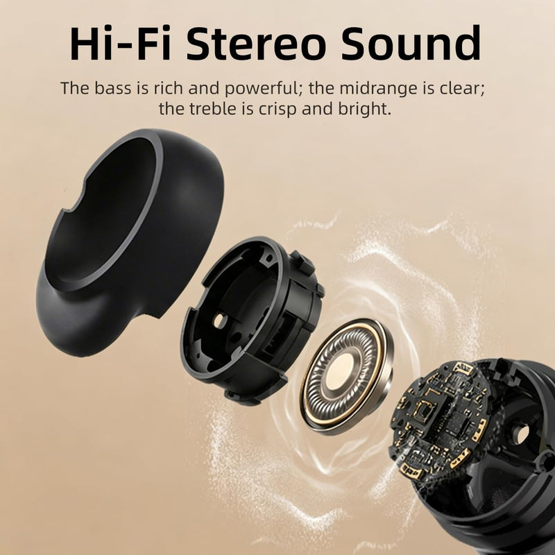 NE92 Sleep Ear Buds Adaptive Noise Cancelling Earbuds Bluetooth 6.0 Wireless Headphones 40H Playtime Hi-Fi Stereo Sound Mini Invisible Earplugs for Side Sleepers Small Earphones for Work/Hiking/Travel Black