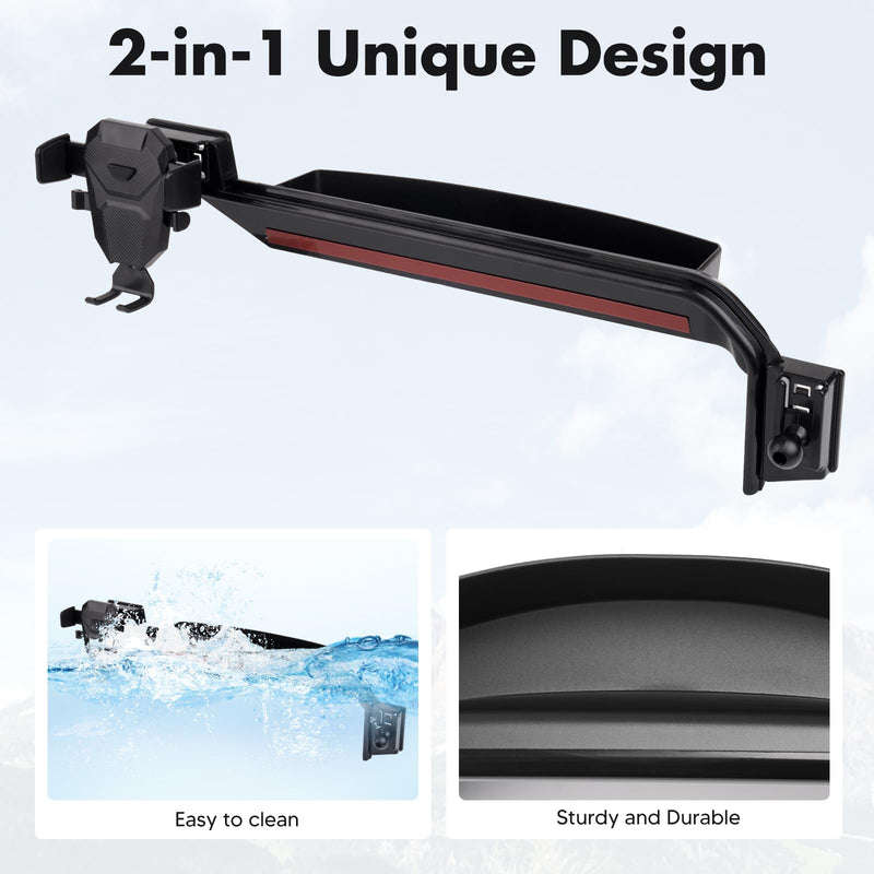 FIILINES Phone Holder for Toyota Land Cruiser 2024-2025 (Fit 12.3" Touch Screen), Phone Mount with Dash Organizer for Land Cruiser Accessories, 360 Degree Rotation Dash Mount Cell-Phone Holder For Cruiser Prado LC250 2024-2025